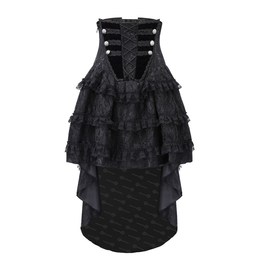 photo n&deg;3 : Jupe corset gothique longue en velours et dentelle noire