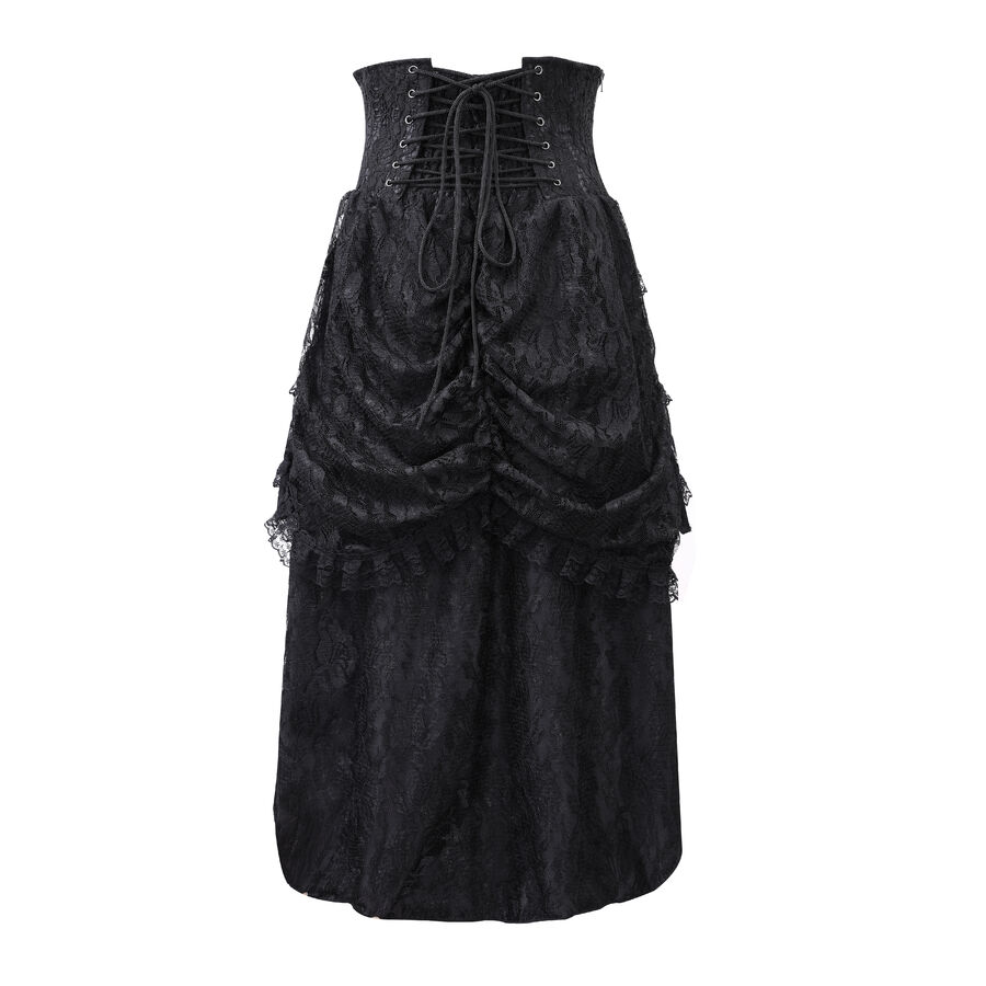 photo n&deg;4 : Jupe corset gothique longue en velours et dentelle noire