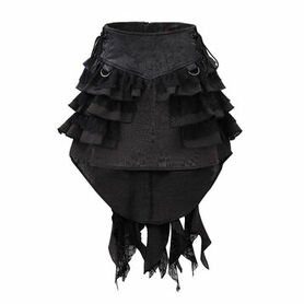 Jupe steampunk gothique &agrave; volants superpos&eacute;s et ceinture effet cuir
