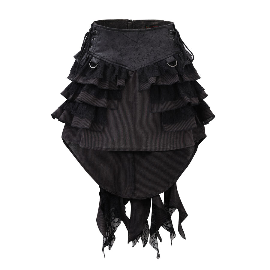 photo n&deg;7 : Jupe steampunk gothique &agrave; volants superpos&eacute;s et ceinture effet cuir