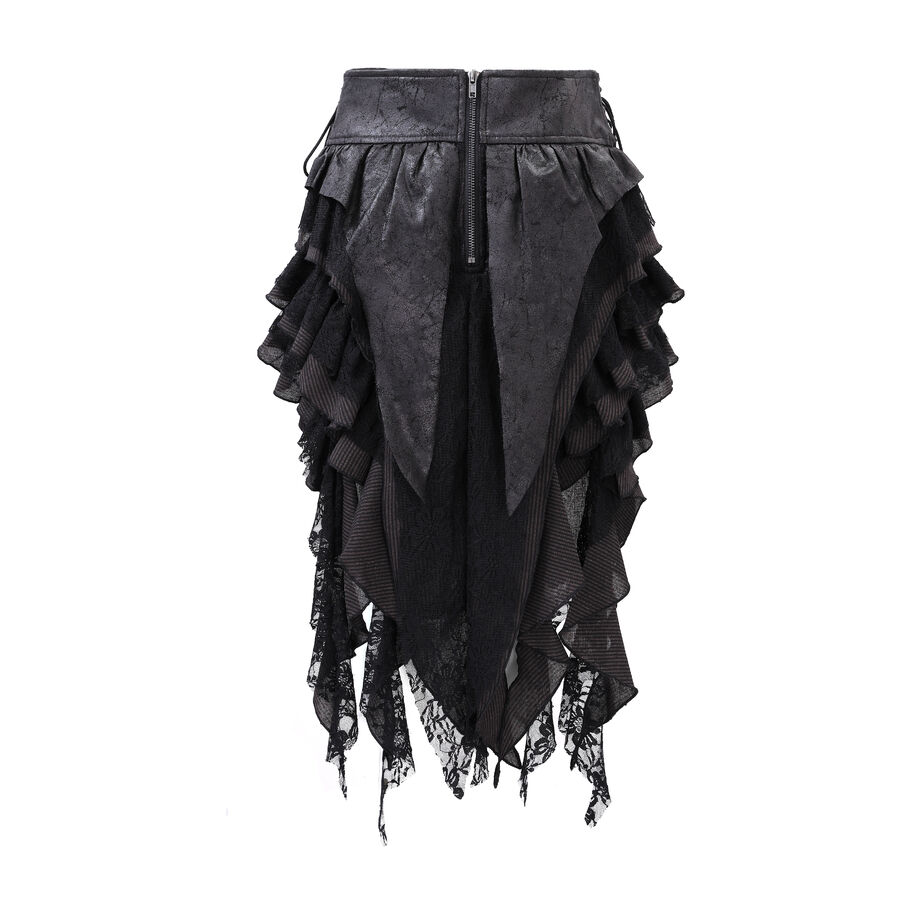 photo n&deg;8 : Jupe steampunk gothique &agrave; volants superpos&eacute;s et ceinture effet cuir