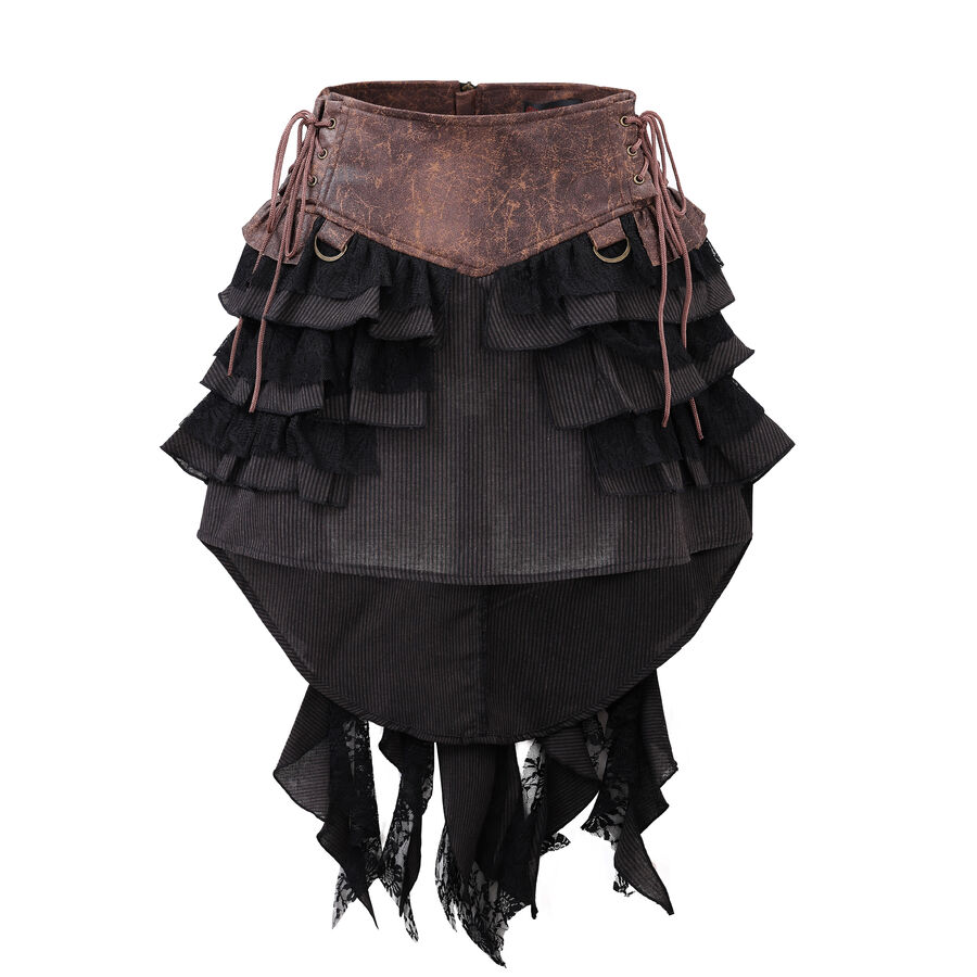 photo n&deg;2 : Jupe steampunk gothique &agrave; volants superpos&eacute;s et ceinture effet cuir