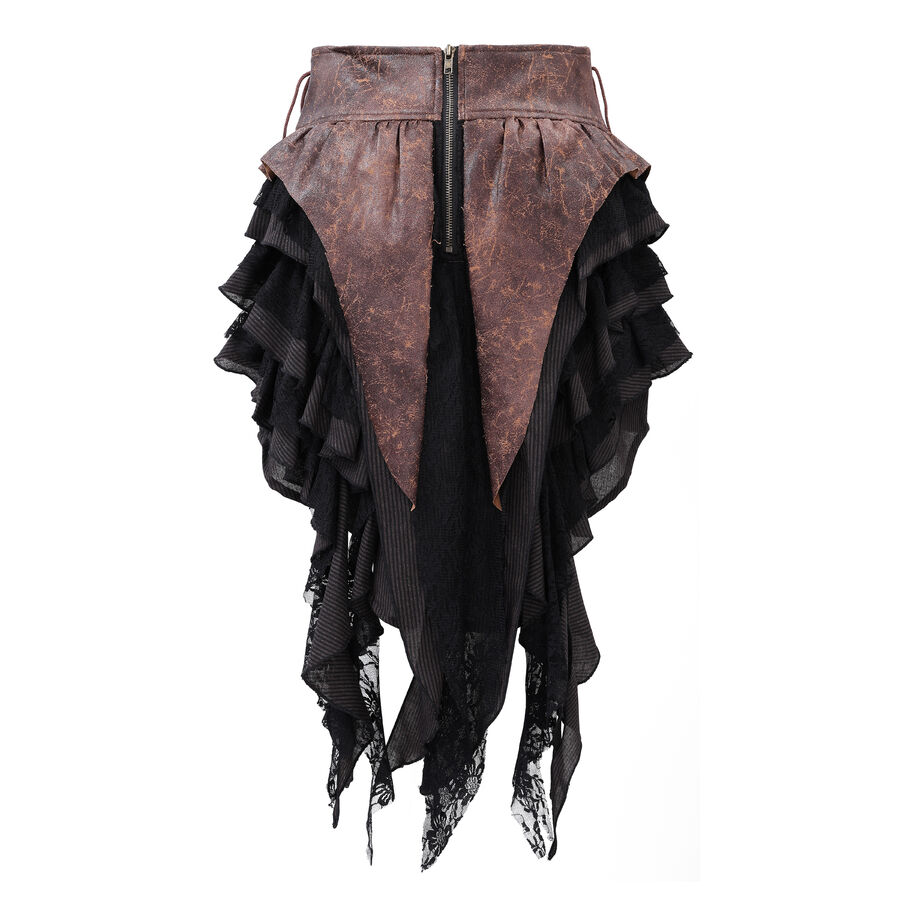 photo n&deg;3 : Jupe steampunk gothique &agrave; volants superpos&eacute;s et ceinture effet cuir