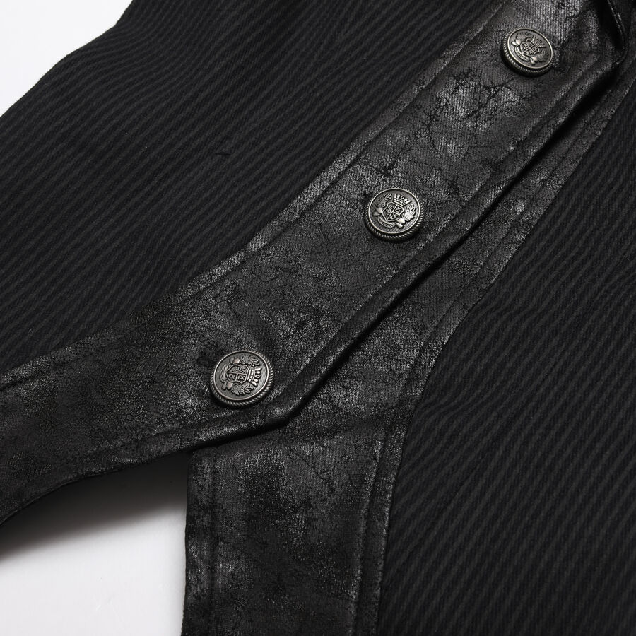 photo n°8 : Gilet Femme Steampunk Rayures Coton et Faux Cuir Vintage