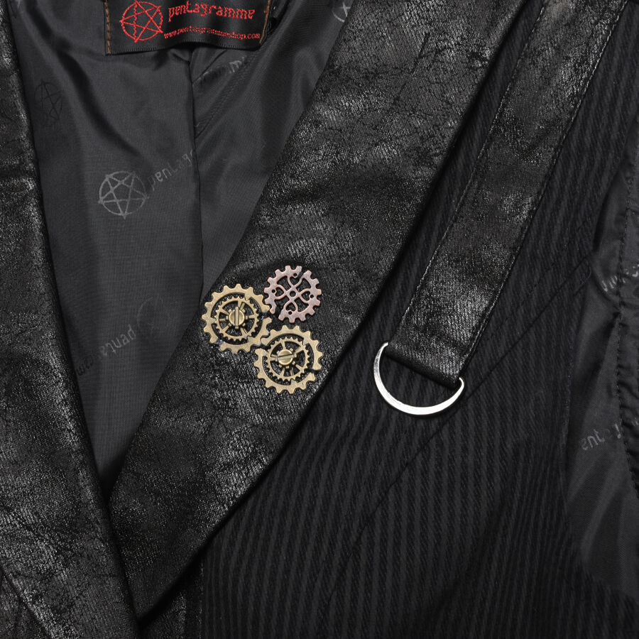 photo n°9 : Gilet Femme Steampunk Rayures Coton et Faux Cuir Vintage