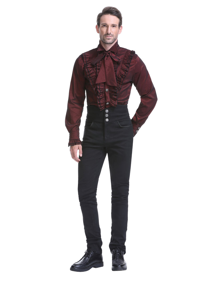 photo n&deg;5 : Chemise homme victorienne &agrave; jabot et lavalli&egrave;re amovible - C010046