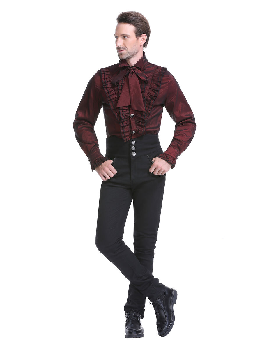 photo n&deg;4 : Chemise homme victorienne &agrave; jabot et lavalli&egrave;re amovible - C010046