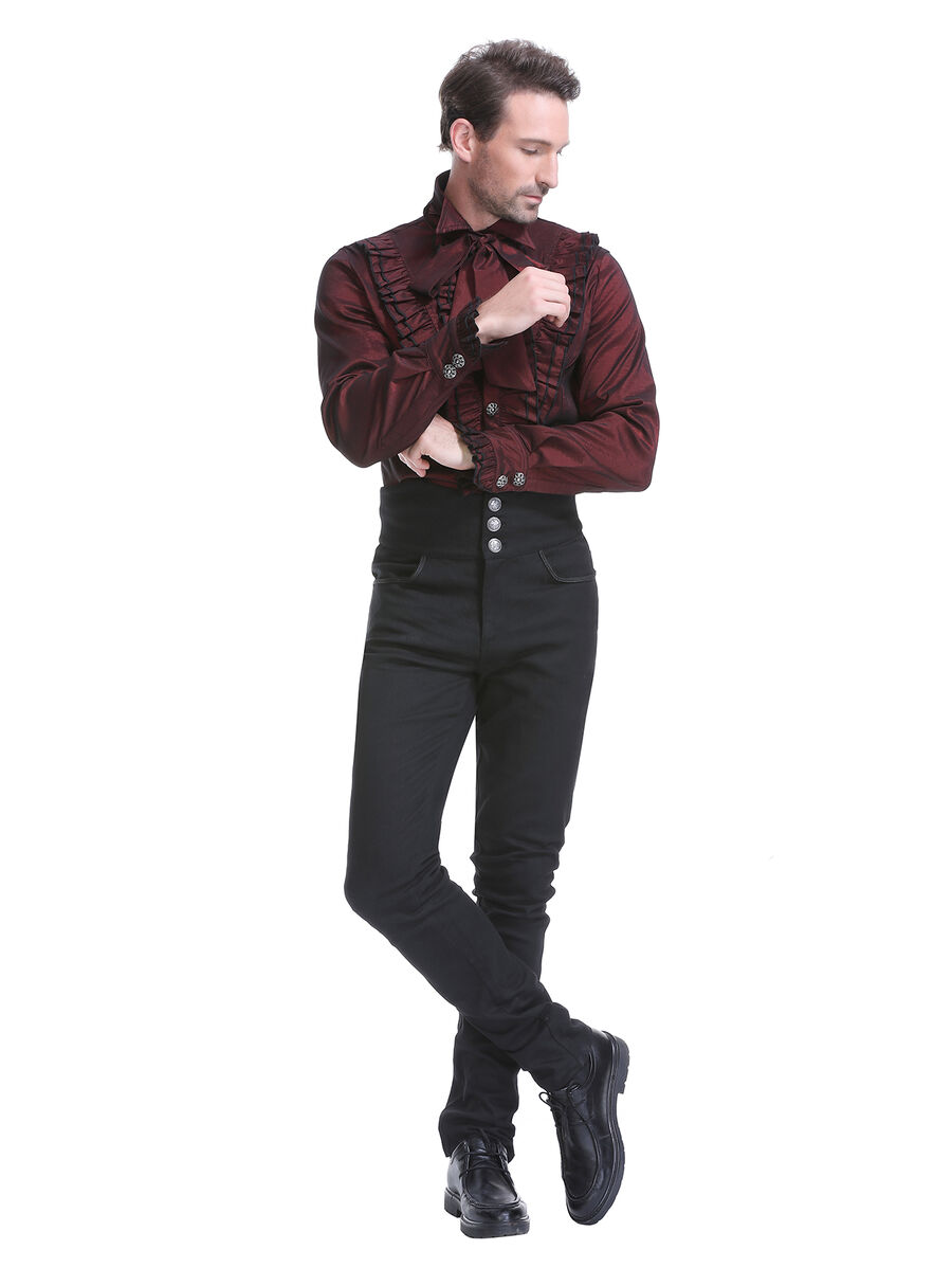 photo n&deg;3 : Chemise homme victorienne &agrave; jabot et lavalli&egrave;re amovible - C010046