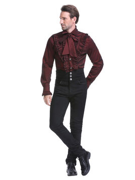 Chemise homme victorienne &agrave; jabot et lavalli&egrave;re amovible - C010046