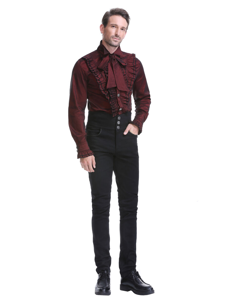 photo n&deg;2 : Chemise homme victorienne &agrave; jabot et lavalli&egrave;re amovible - C010046