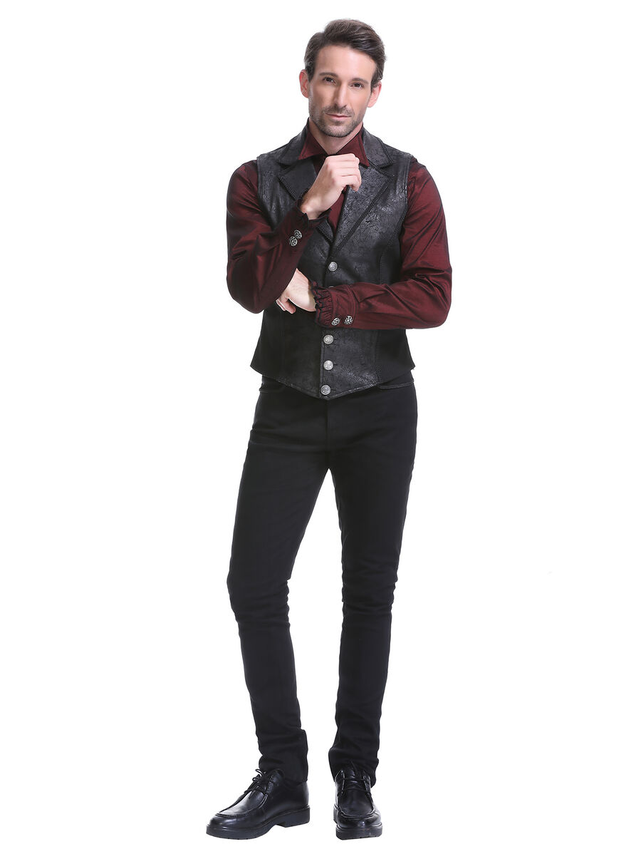 photo n&deg;13 : Gilet steampunk homme - simili cuir vieilli & panneaux ray&eacute;s