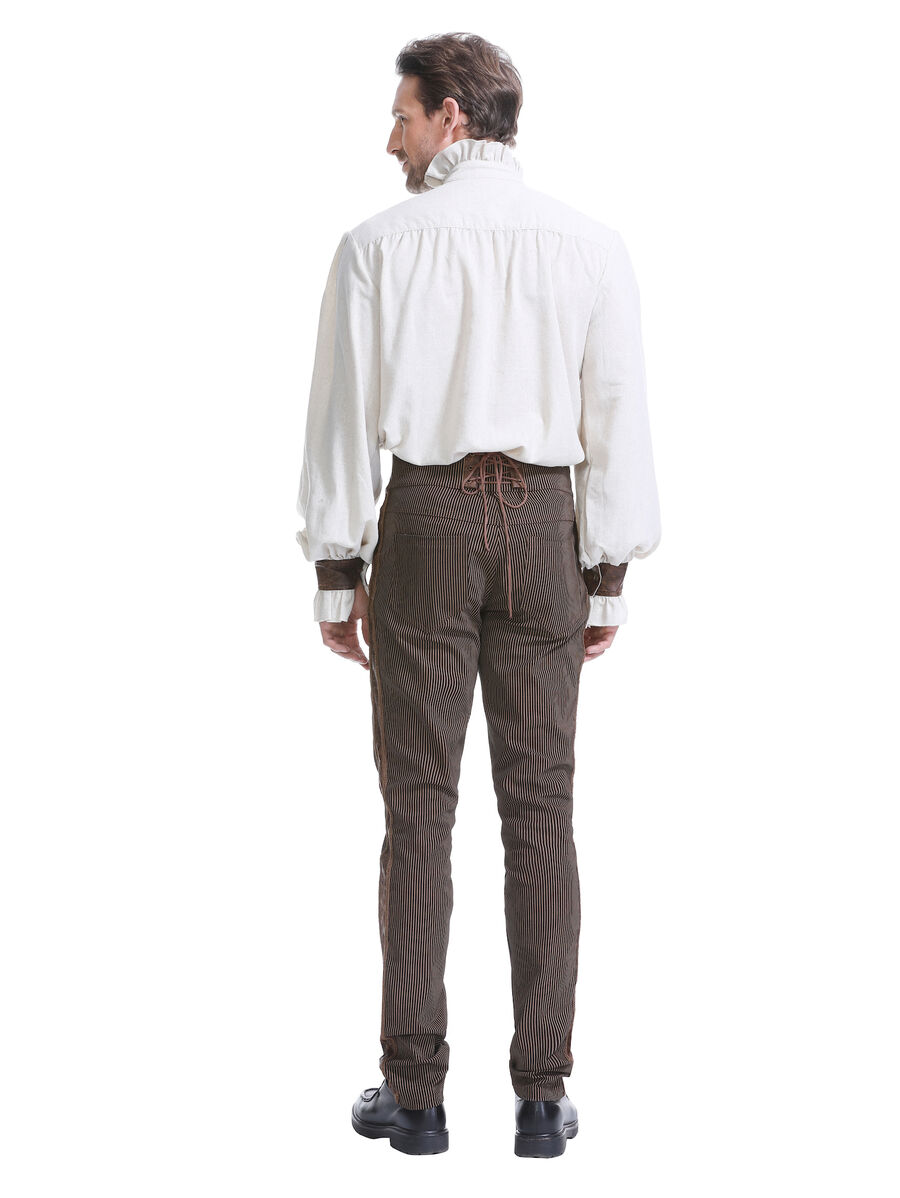 photo n&deg;7 : Chemise m&eacute;di&eacute;vale homme avec la&ccedil;age et empi&egrave;cements simili cuir
