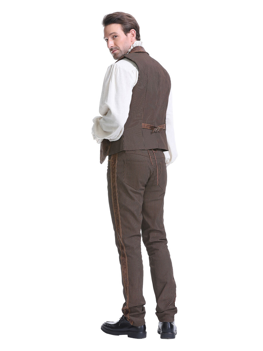 photo n&deg;11 : Gilet steampunk homme - simili cuir vieilli & panneaux ray&eacute;s