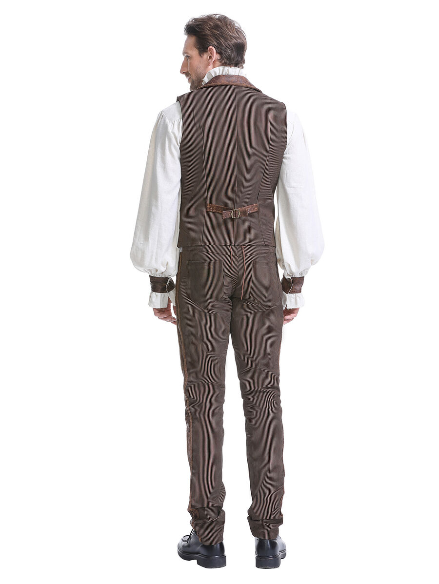 photo n&deg;13 : Gilet steampunk homme - simili cuir vieilli & panneaux ray&eacute;s