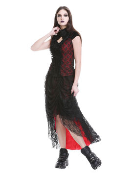 Jupe gothique victorienne en dentelle asym&eacute;trique