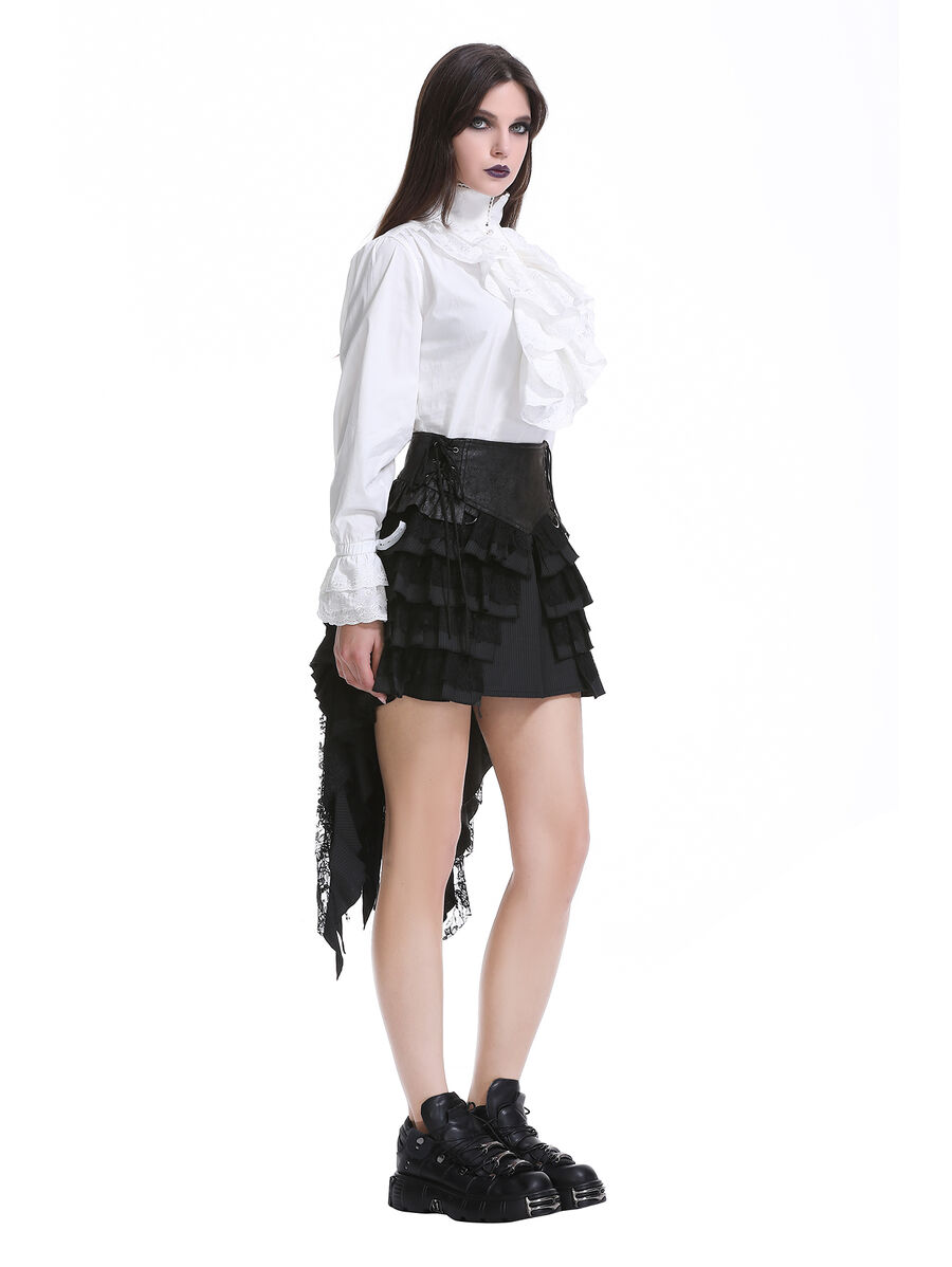 photo n&deg;3 : Jupe steampunk gothique &agrave; volants superpos&eacute;s et ceinture effet cuir