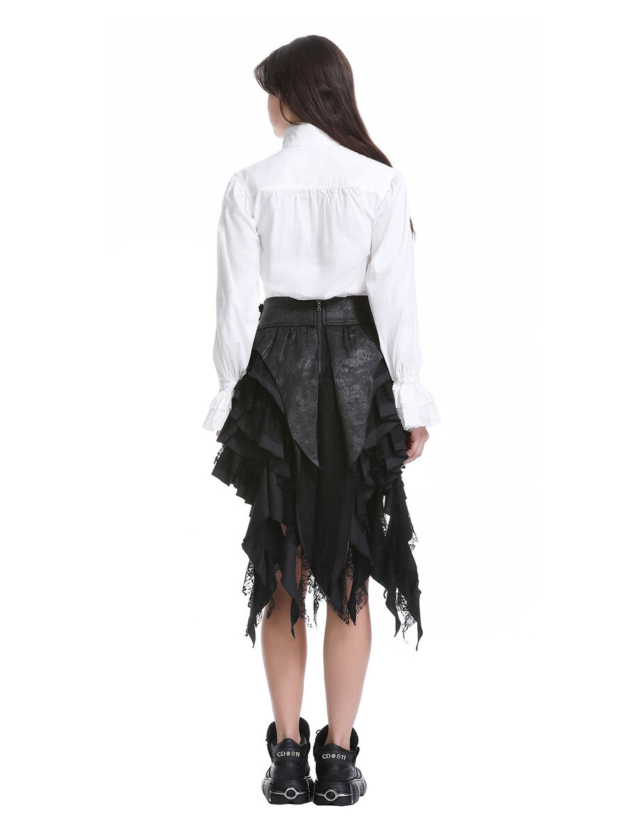 photo n&deg;4 : Jupe steampunk gothique &agrave; volants superpos&eacute;s et ceinture effet cuir