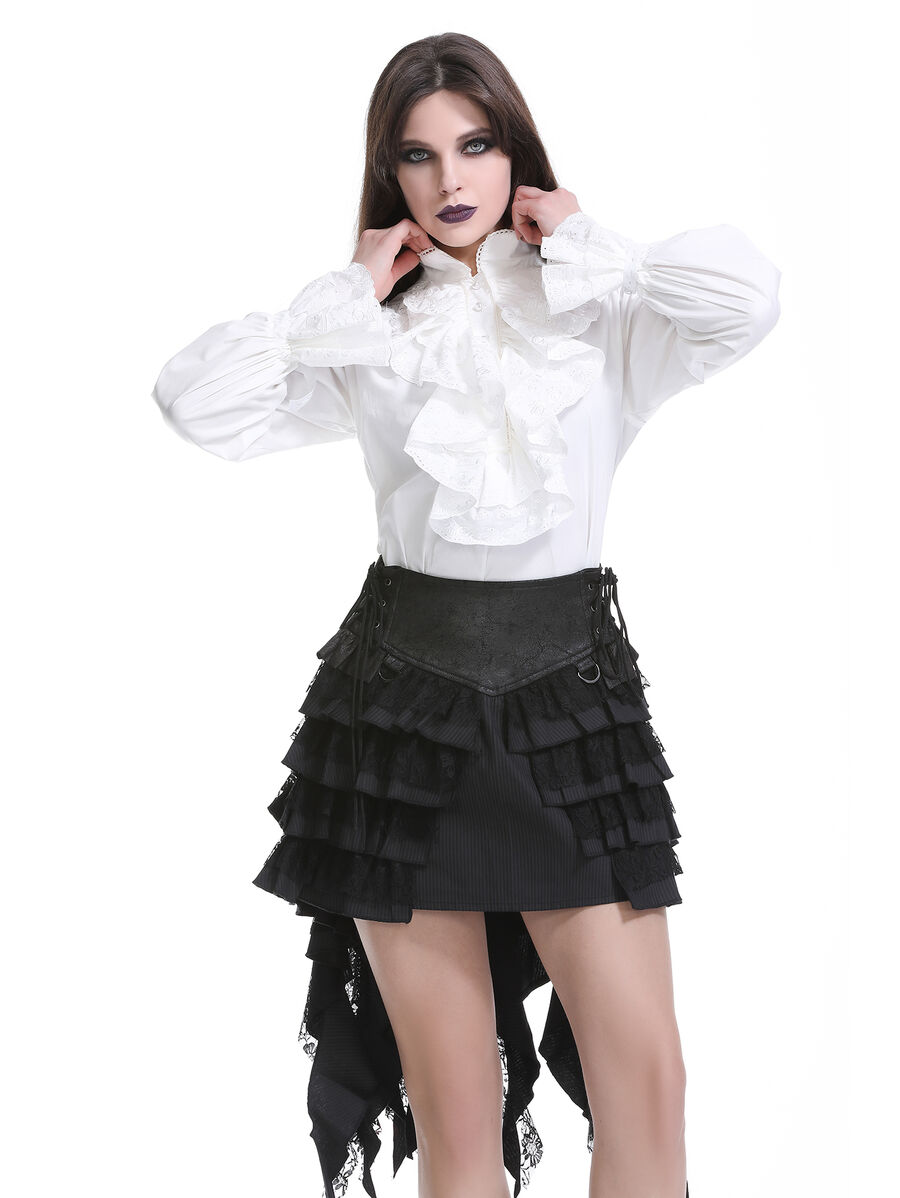 photo n&deg;5 : Jupe steampunk gothique &agrave; volants superpos&eacute;s et ceinture effet cuir