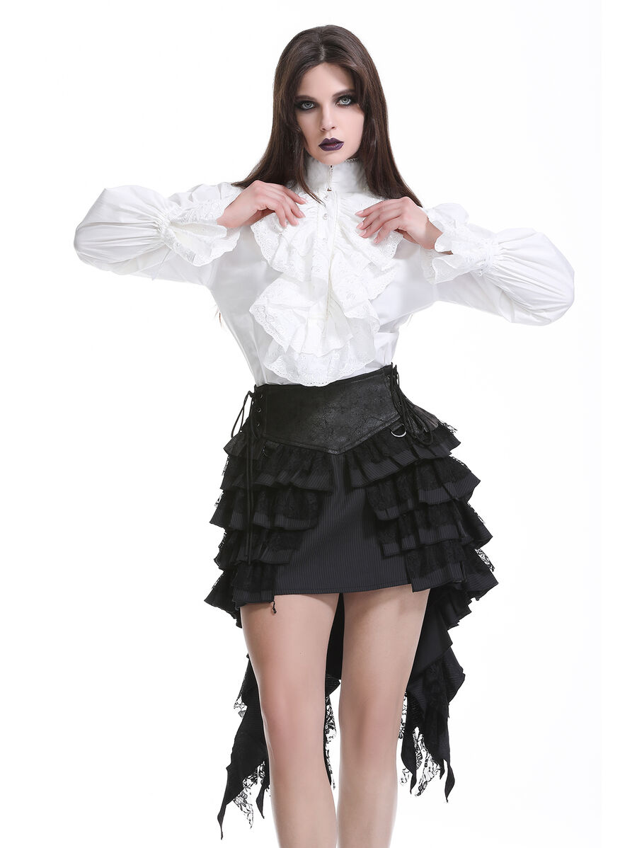 photo n&deg;6 : Jupe steampunk gothique &agrave; volants superpos&eacute;s et ceinture effet cuir
