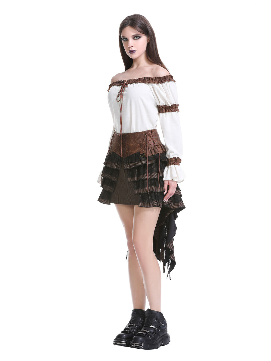 photo n&deg;11 : Jupe steampunk gothique &agrave; volants superpos&eacute;s et ceinture effet cuir