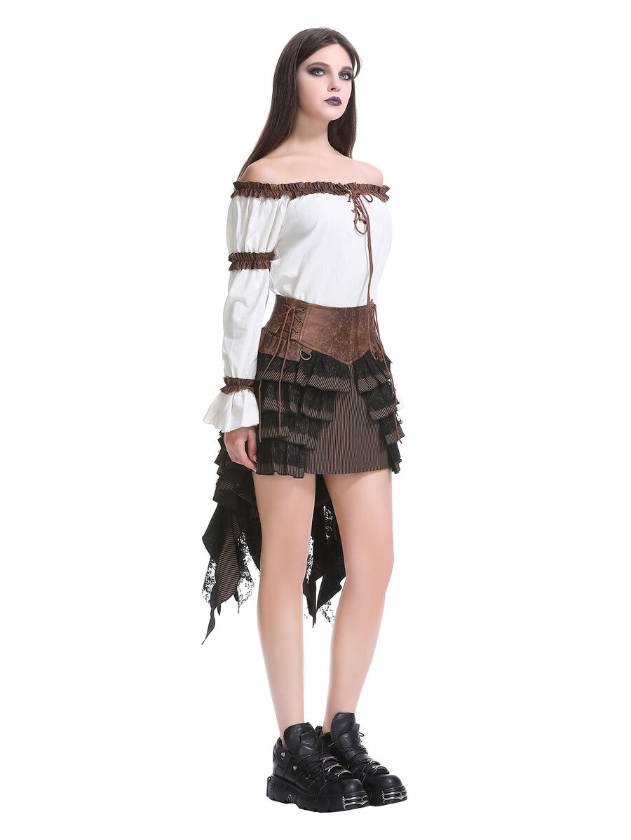 photo n&deg;12 : Jupe steampunk gothique &agrave; volants superpos&eacute;s et ceinture effet cuir