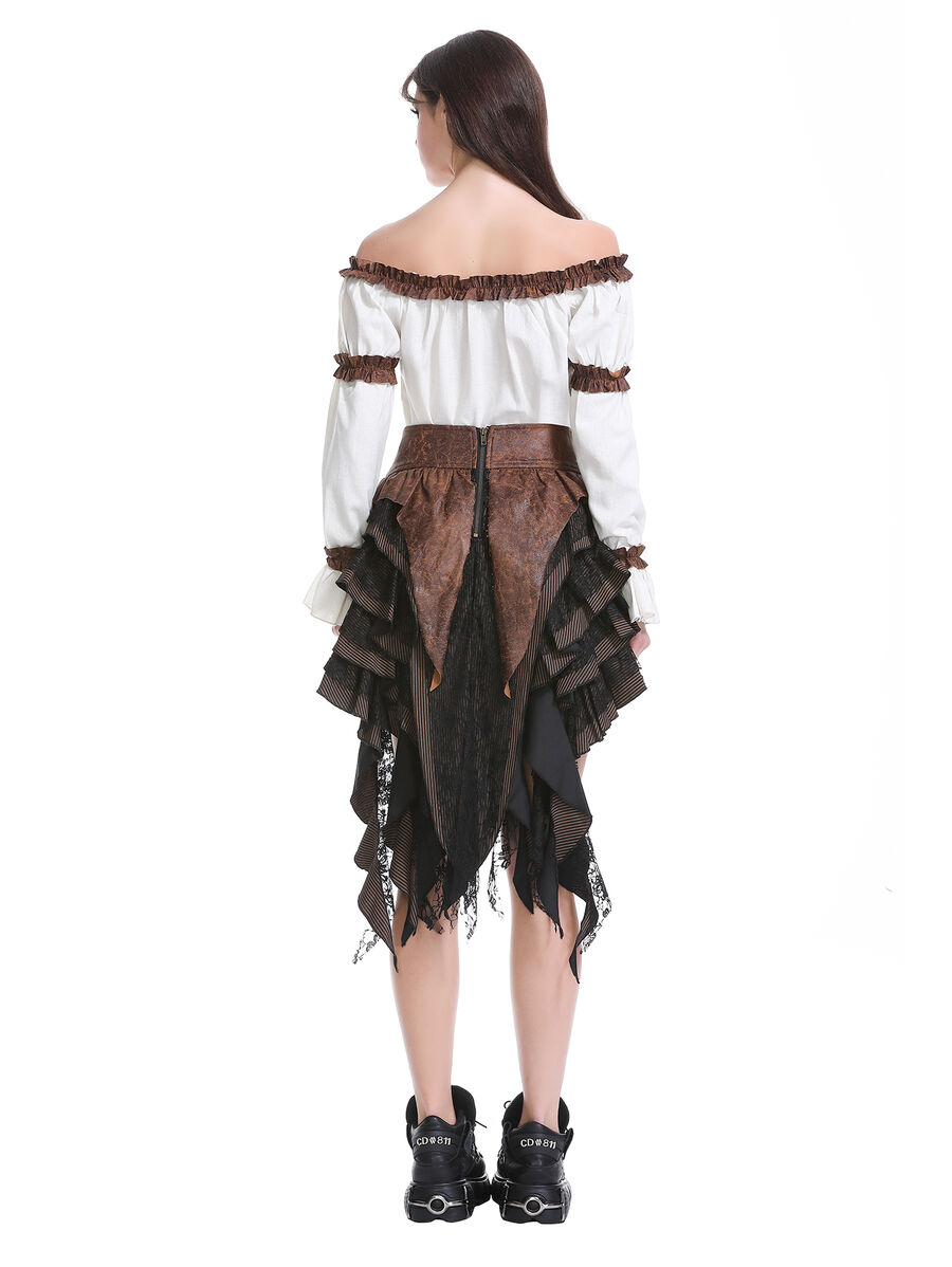 photo n&deg;13 : Jupe steampunk gothique &agrave; volants superpos&eacute;s et ceinture effet cuir