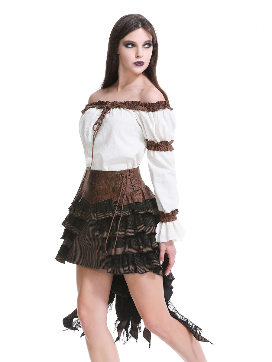 photo n&deg;14 : Jupe steampunk gothique &agrave; volants superpos&eacute;s et ceinture effet cuir