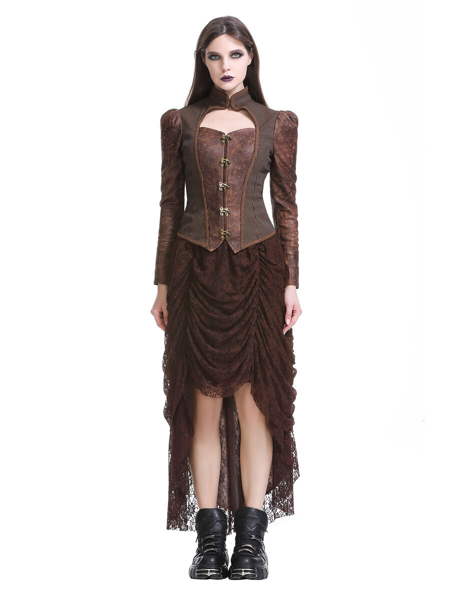 Jupe gothique victorienne en dentelle asym&eacute;trique