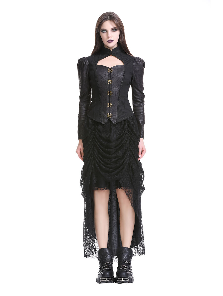 Jupe gothique victorienne en dentelle asym&eacute;trique