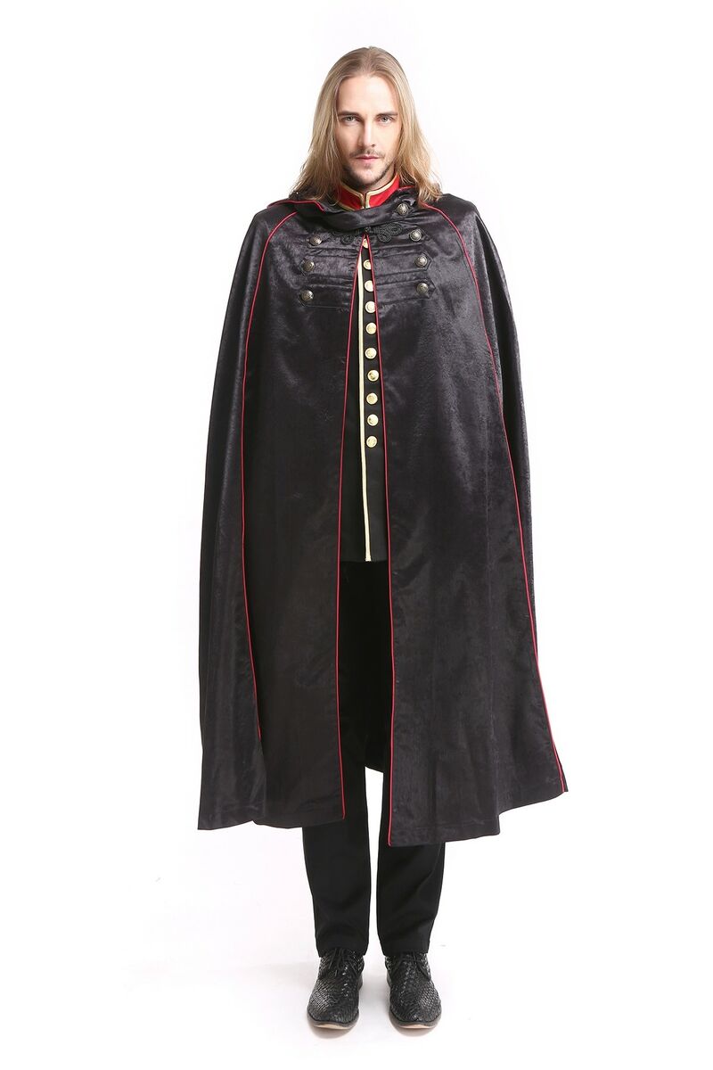 photo n&deg;3 : Cape gothique &agrave; capuche et rayure rouge  pour homme