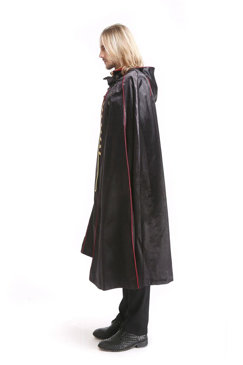 photo n&deg;5 : Cape gothique &agrave; capuche et rayure rouge  pour homme