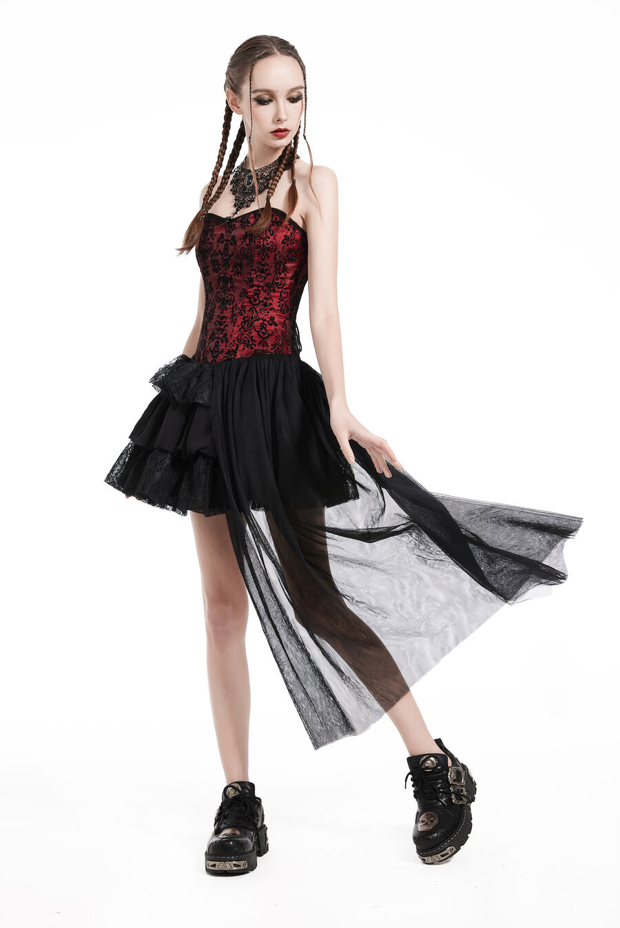 Robe bustier gothique asym&eacute;trique