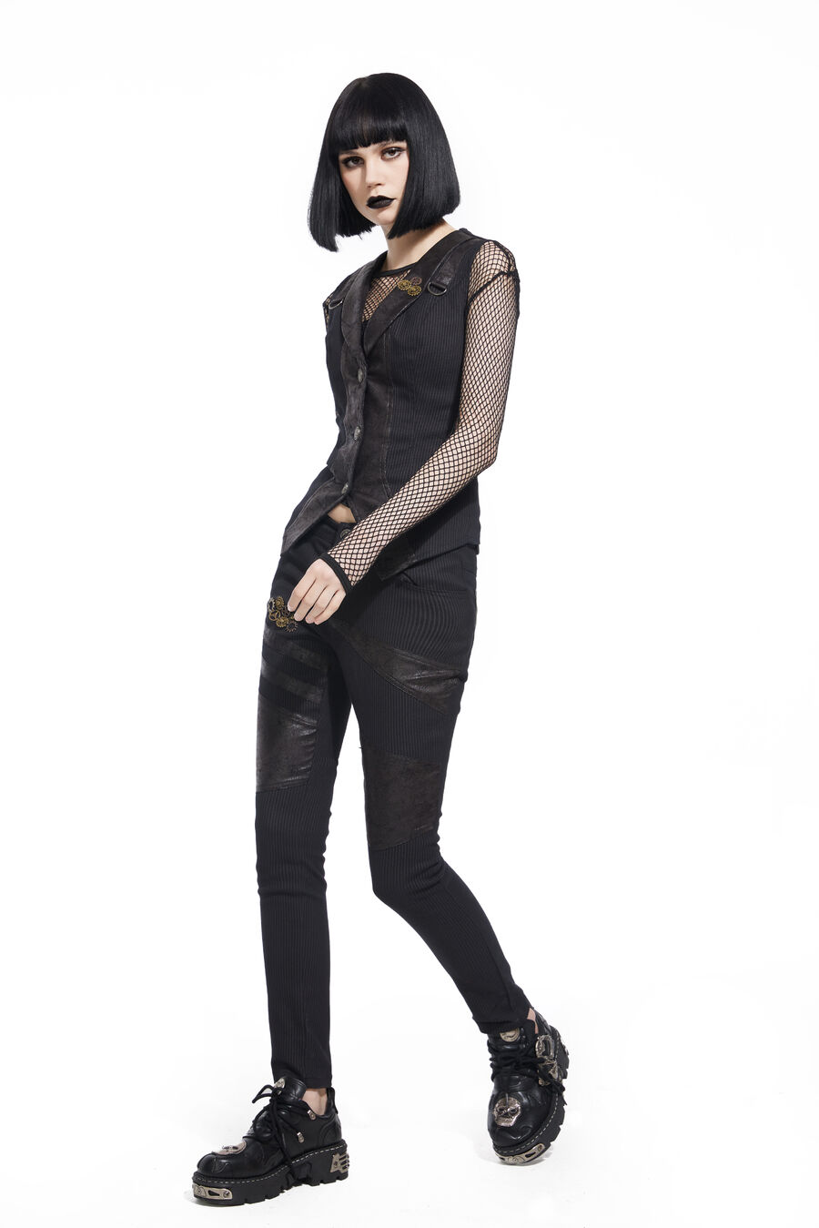 photo n&deg;3 : Pantalon steampunk femme ray&eacute; en coton stretch