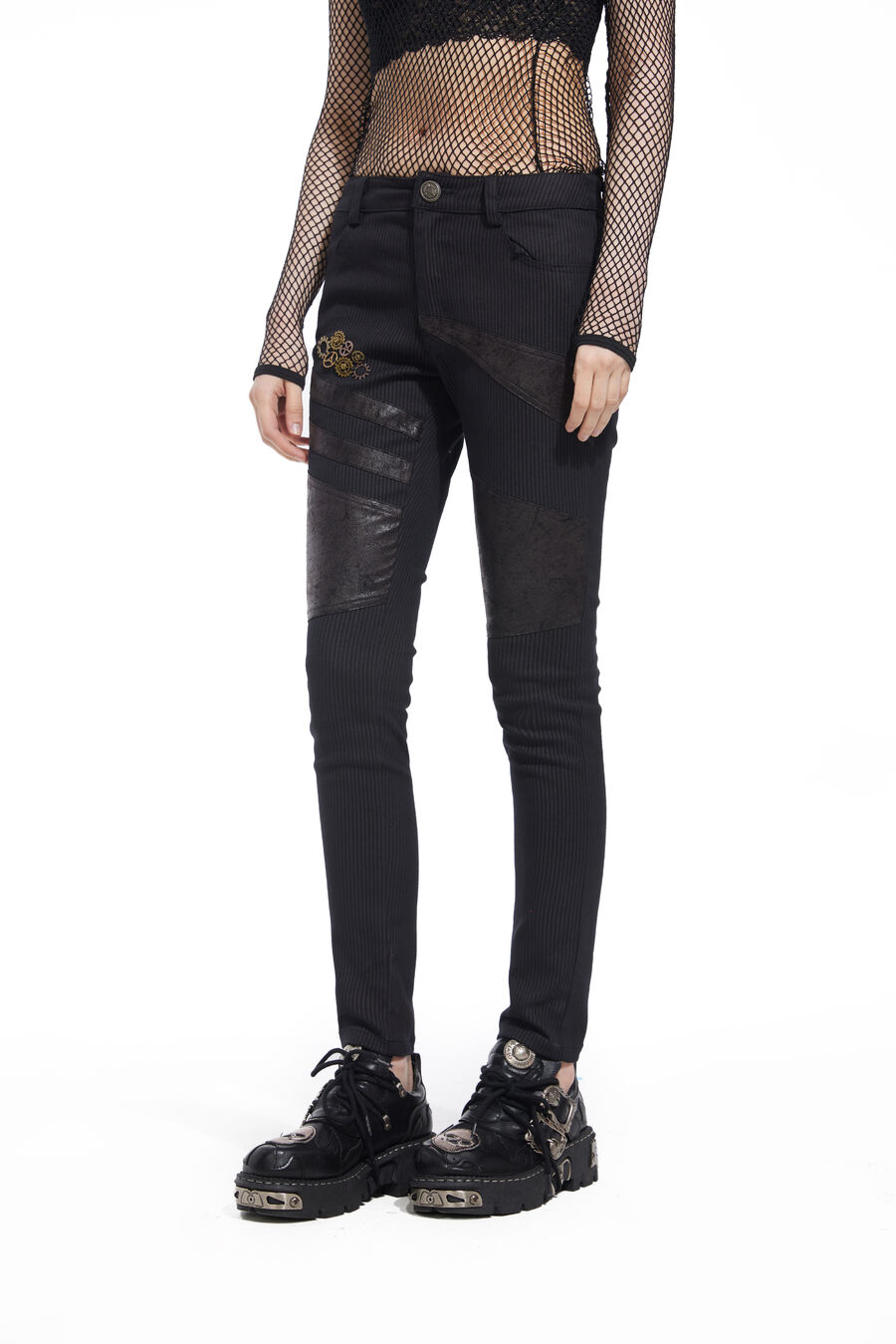 photo n&deg;4 : Pantalon steampunk femme ray&eacute; en coton stretch