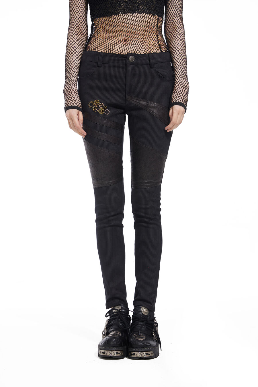 photo n&deg;5 : Pantalon steampunk femme ray&eacute; en coton stretch
