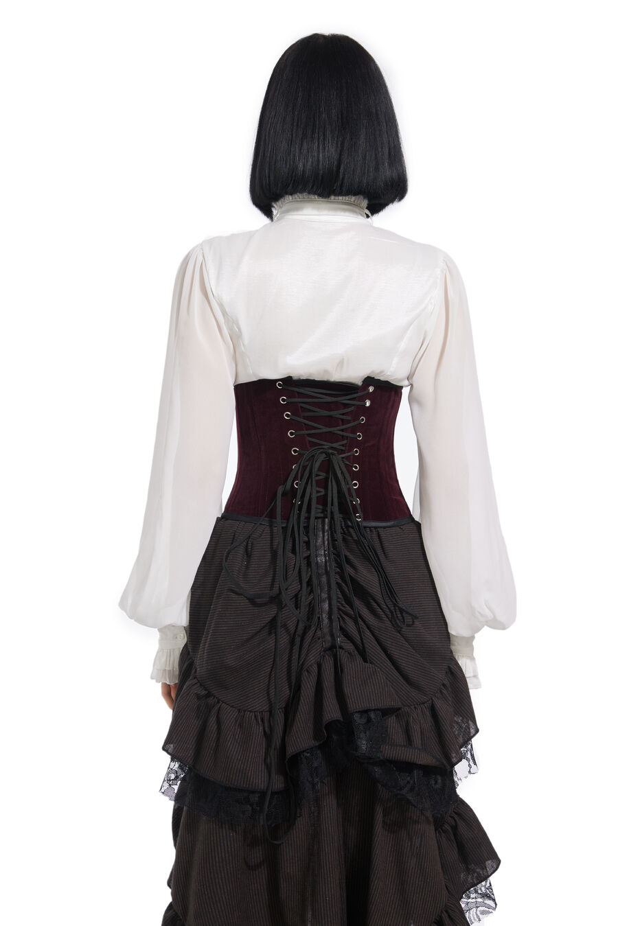 photo n&deg;4 : Corset serre-taille sexy Glamour La&ccedil;age Velours rougr