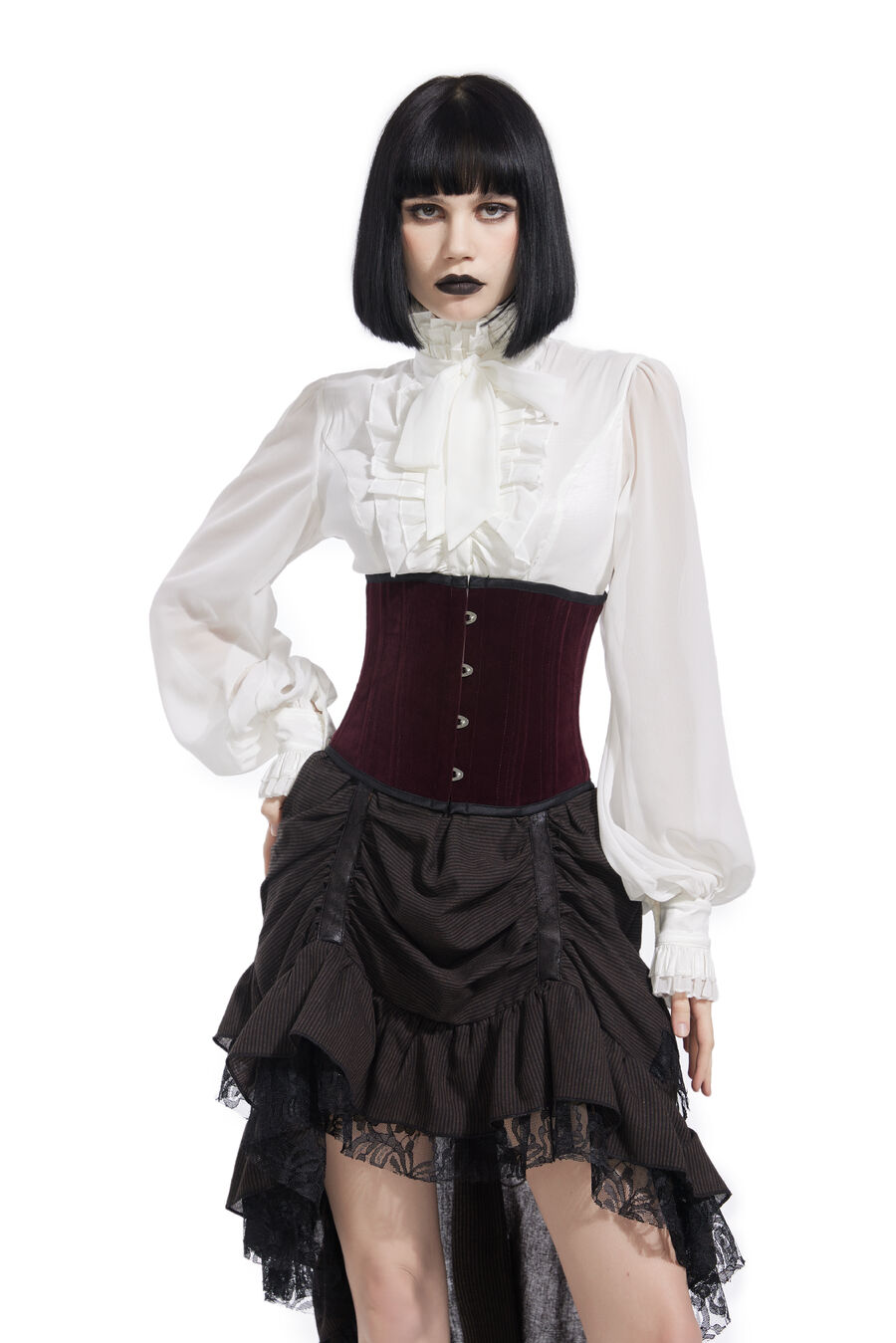 photo n&deg;2 : Corset serre-taille sexy Glamour La&ccedil;age Velours rougr