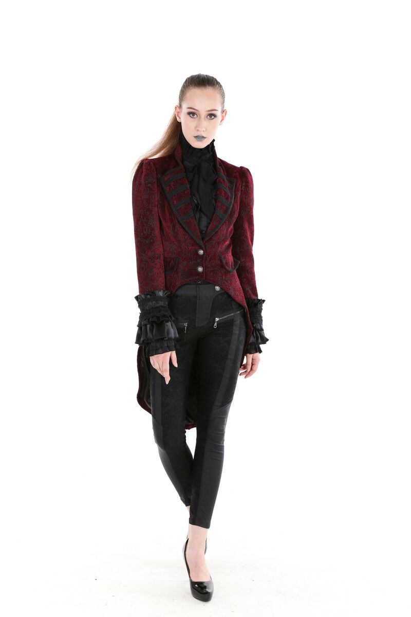 Manteau gothique romantique en velour rouge